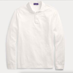 Ralph Lauren Purple Label Jockey Polo Pique Cotton Shirt Large L ITALY White